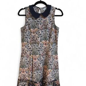 Lauren Conrad size 8 floral print sleeveless dress with Peter Pan collar